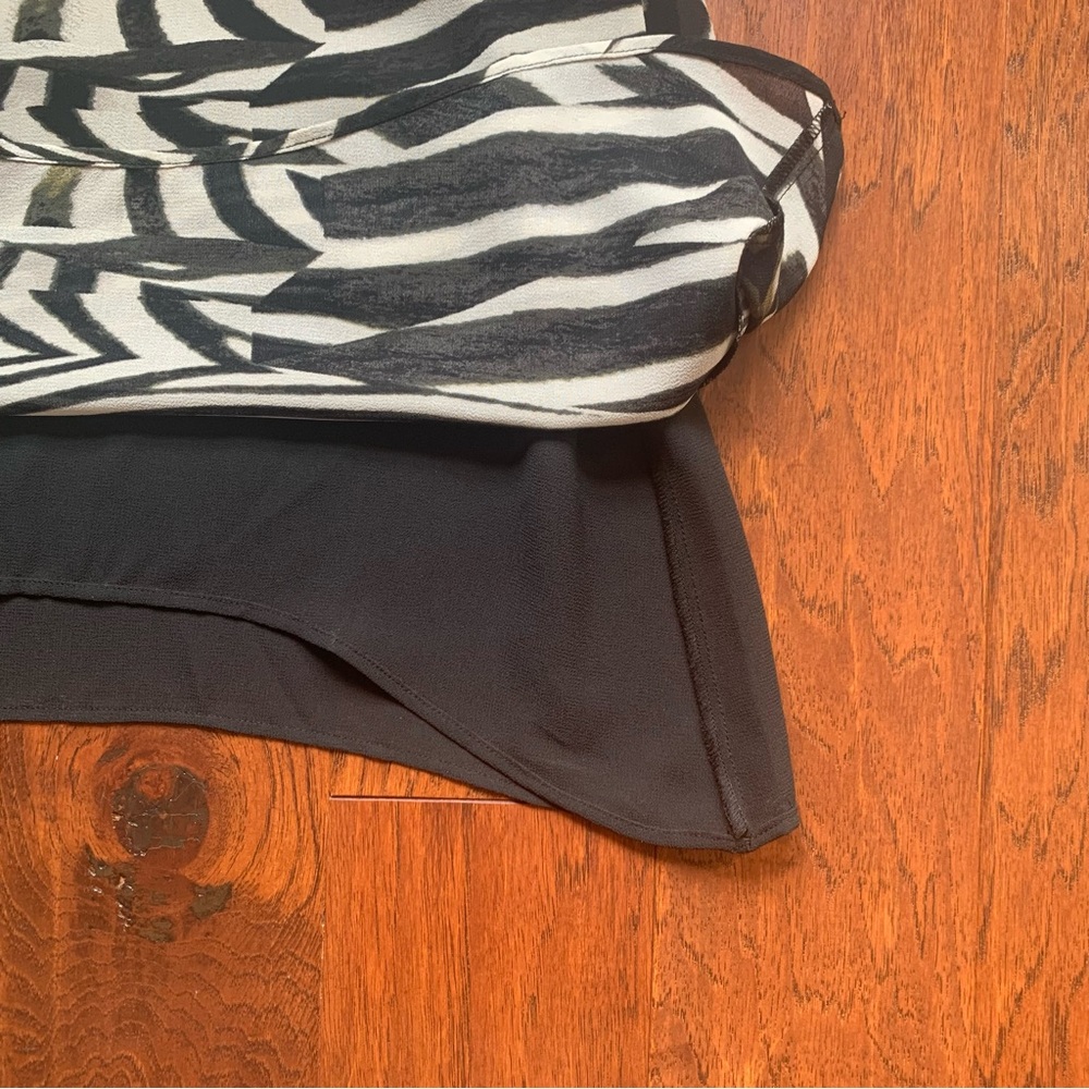 PJK Patterson J. Kincaid Black Animal Print Shift Top with Beaded Strap | Size S - Picture 9 of 11